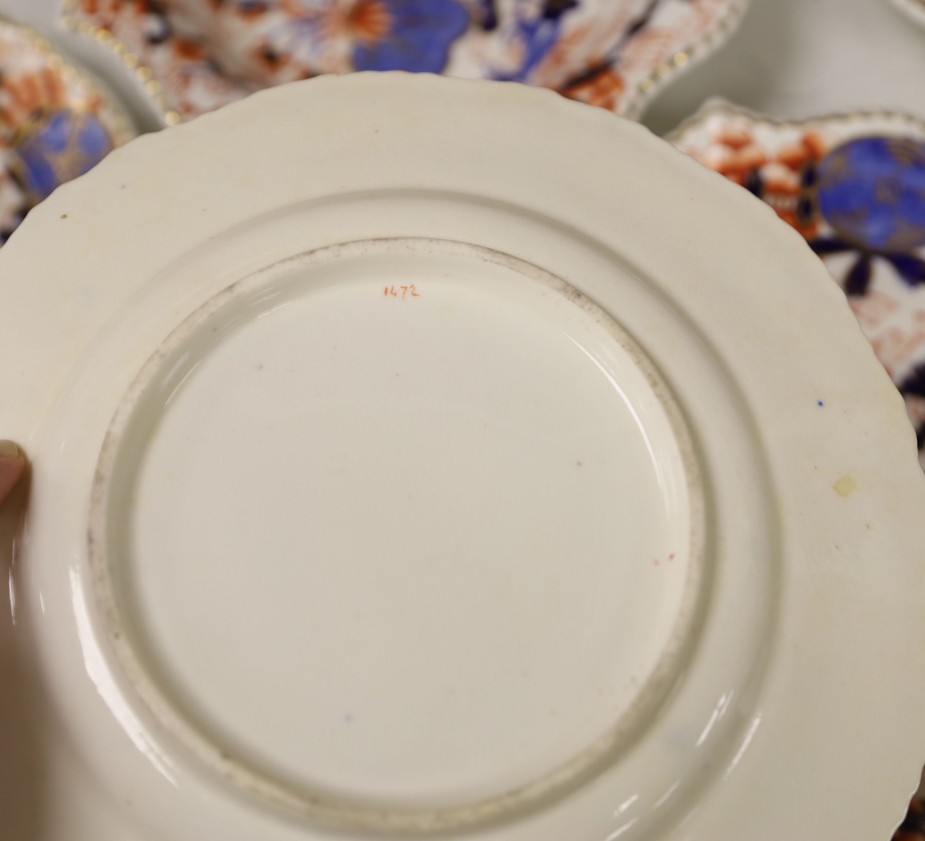 An English porcelain Imari part dessert service